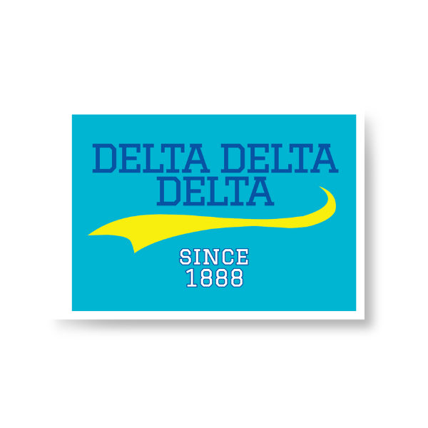 Delta Delta Delta Sorority Tote Bag - Retro Script & Pom Pom, Light Blue X-Large 15x15 Inch Canvas Bag - View #11