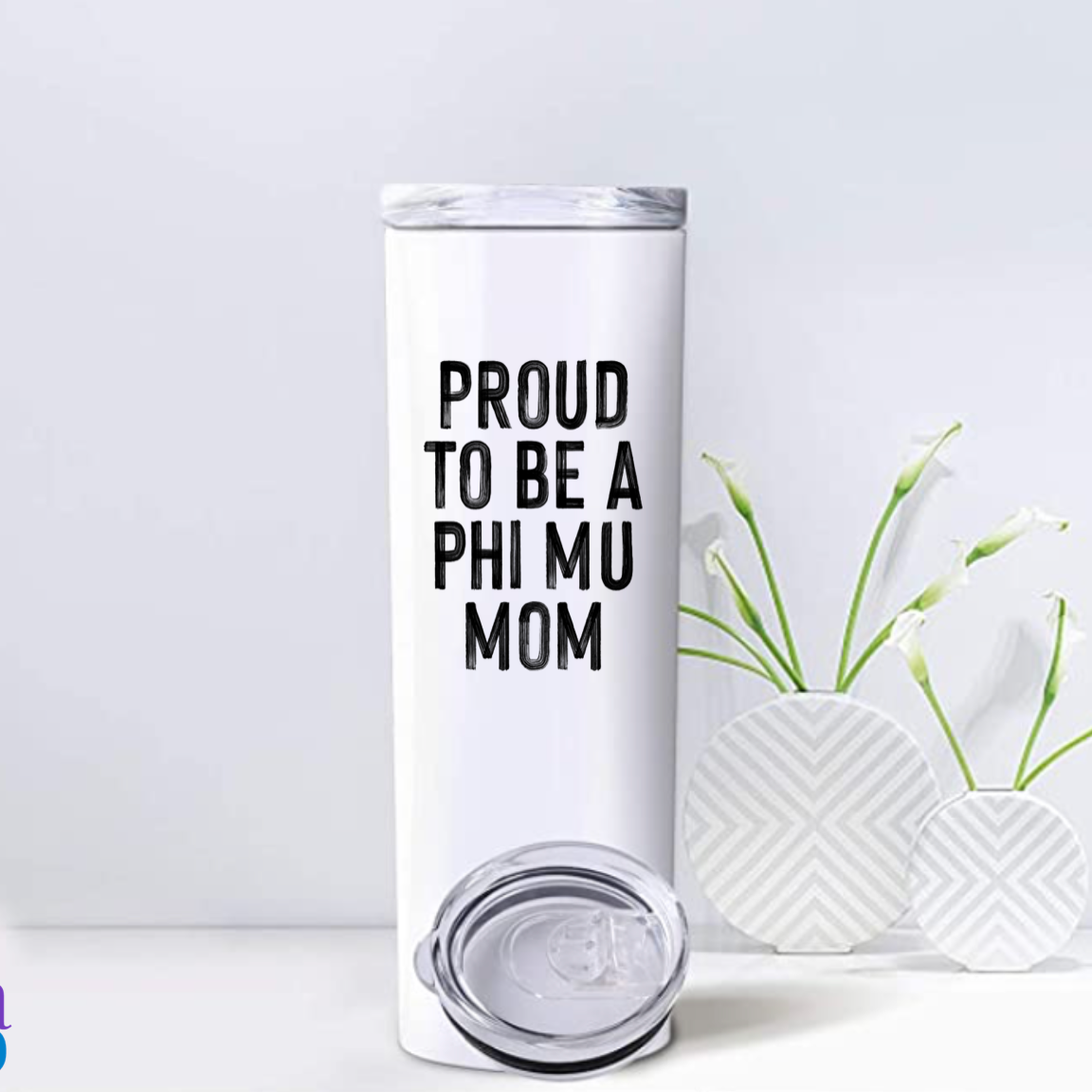 Alpha Phi Water Bottle or Skinny Tumbler - Happy Thoughts Gifts