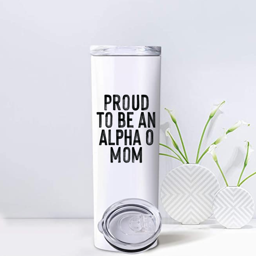 Alpha O - Sorority Mom Tumbler - Proud to Be Black & White