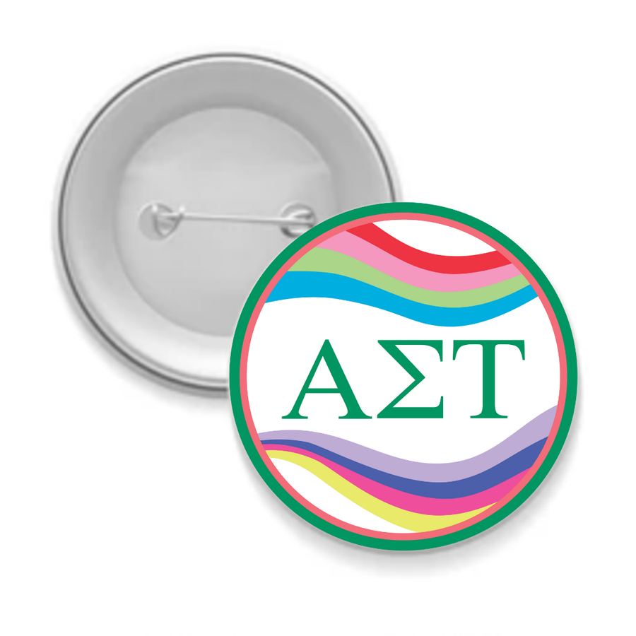 Alpha Tau - Sorority Button - Retro Wave Design