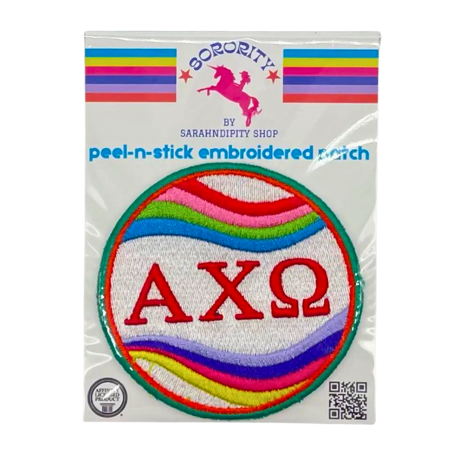 Alpha Chi - Sorority Peel & Stick Embroidered Patch - ÊRetro Wave Design