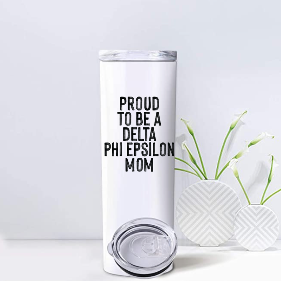 DPhiE - Sorority Mom Tumbler - Proud to Be Black & White