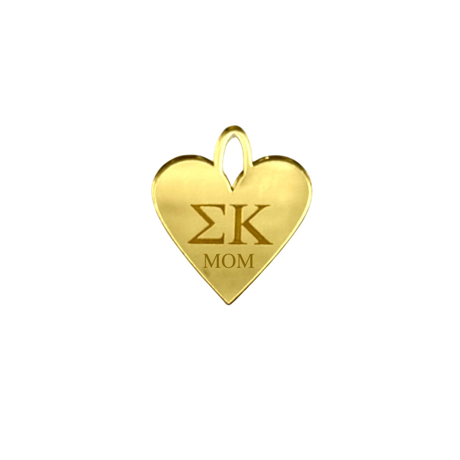 Sorority + Mom Engraved Acrylic Heart Charm