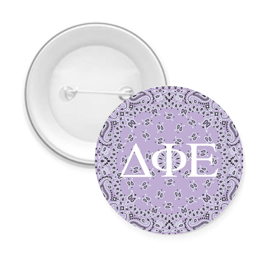 Sorority Pin-back Buttons - Bandana with Greek Letters