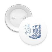 Sorority Pin-back Buttons - Toile Cowboy Boot with Greek Script