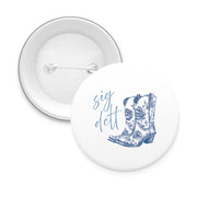Sorority Pin-back Buttons - Toile Cowboy Boot with Greek Script
