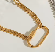 Carabiner  Stainless Steel Necklace Two Tone-opens