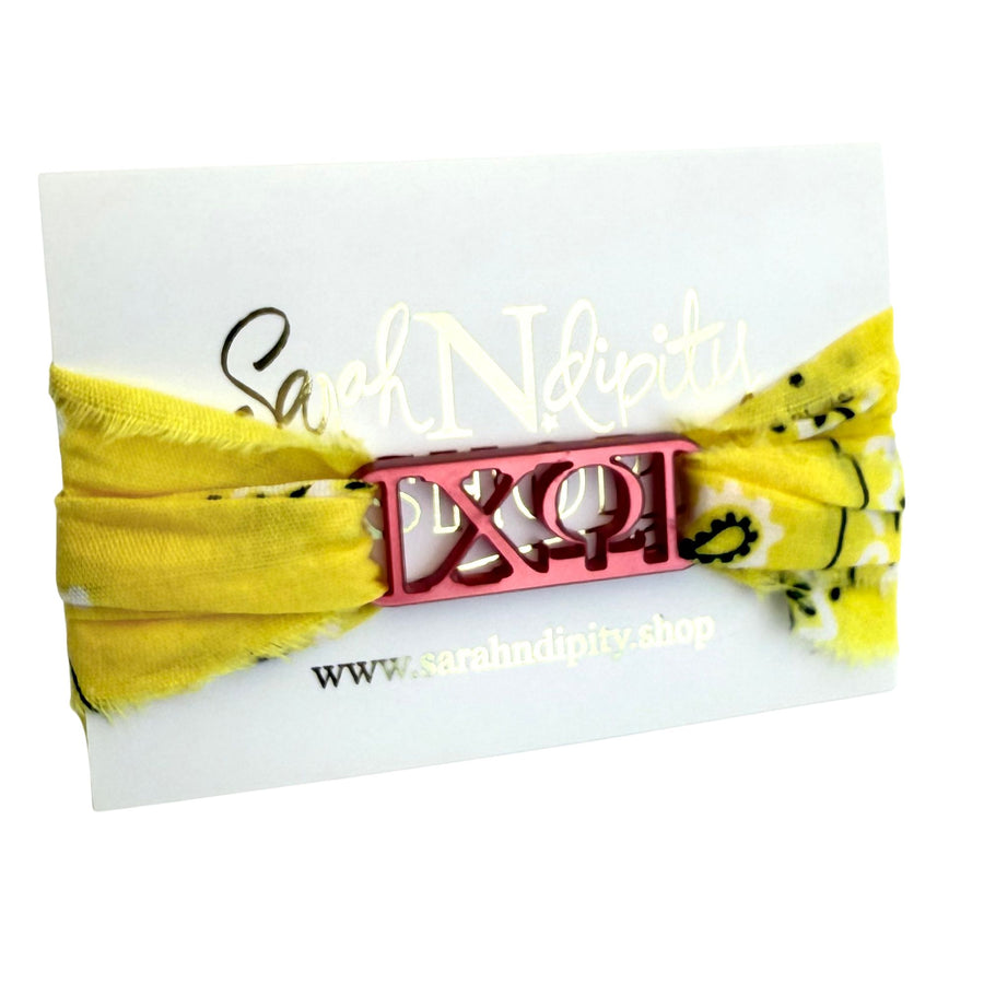 Chi Omega - Bandana Wrap w/ Metallic Acrylic Slide