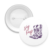 Sorority Pin-back Buttons - Toile Cowboy Boot with Greek Script