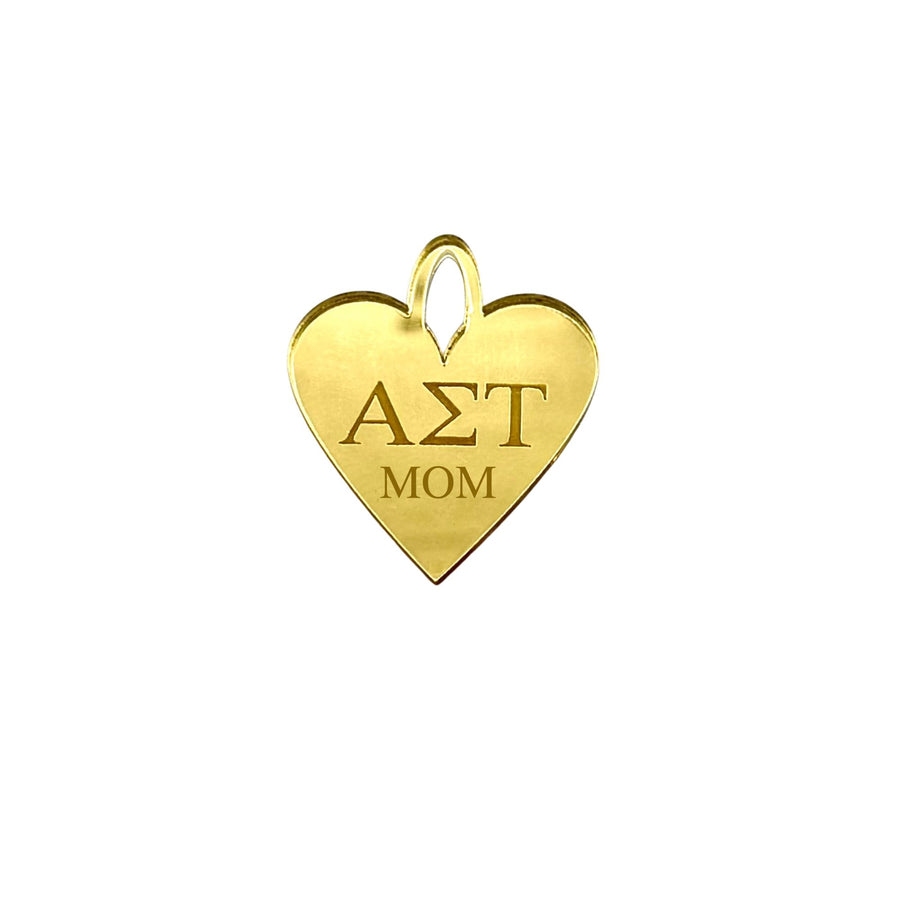 Sorority + Mom Engraved Acrylic Heart Charm