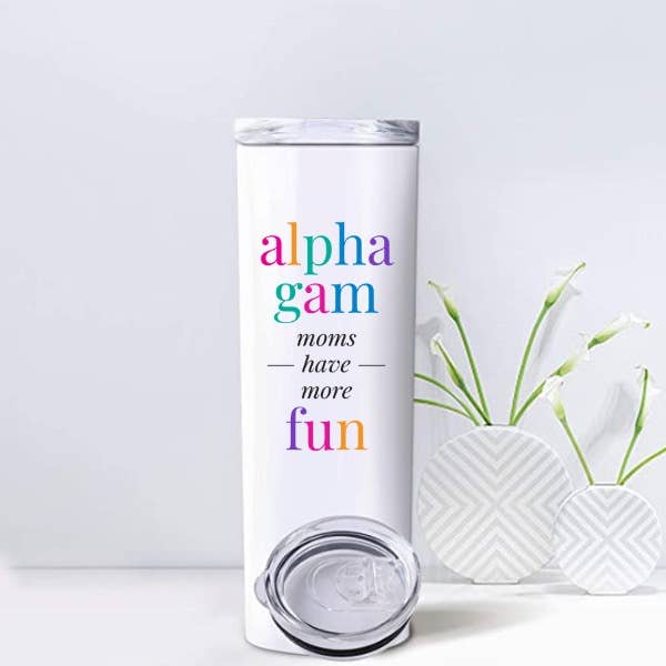 Alpha Gam - Sorority Mom Tumblers - More Fun Bright