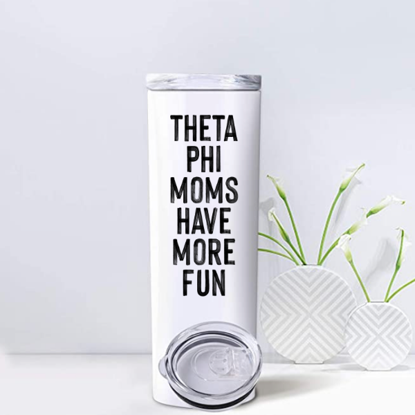 Theta Phi - Sorority Mom Tumbler - More Fun Black & White