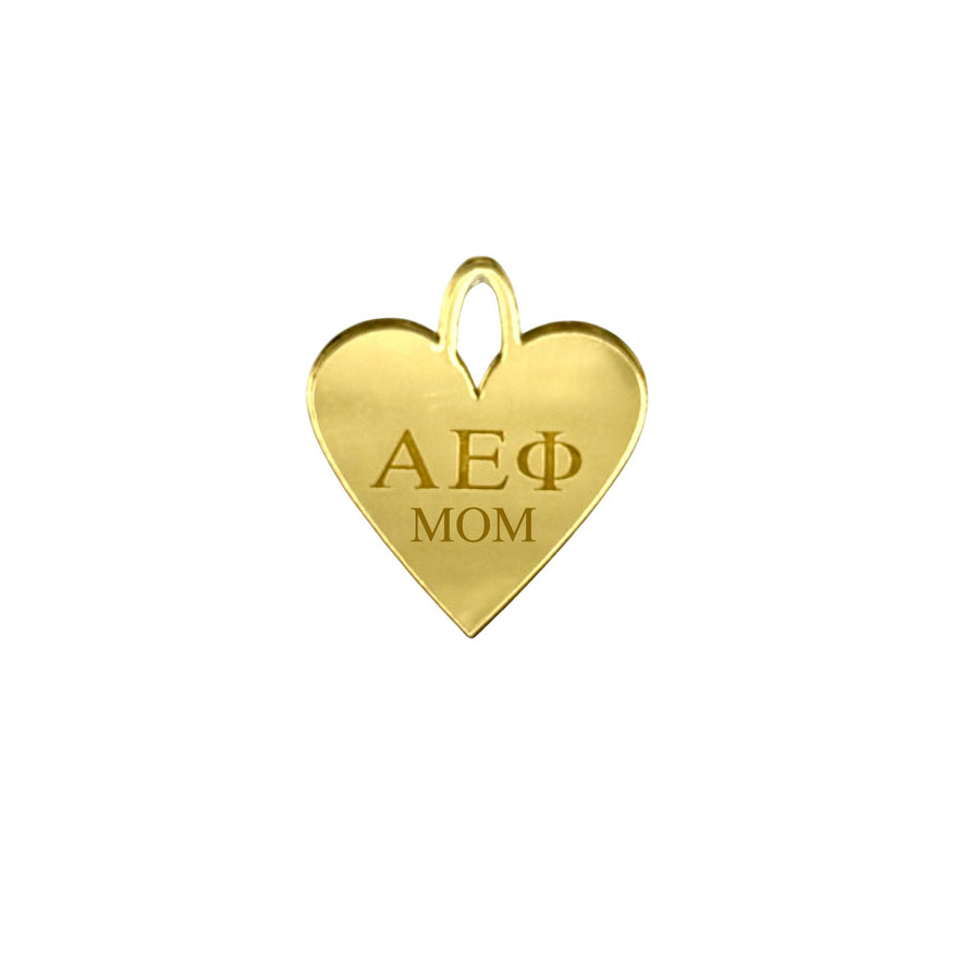 Sorority + Mom Engraved Acrylic Heart Charm