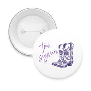 Sorority Pin-back Buttons - Toile Cowboy Boot with Greek Script