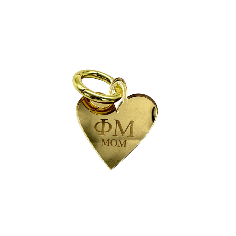 Sorority + Mom Engraved Acrylic Heart Charm