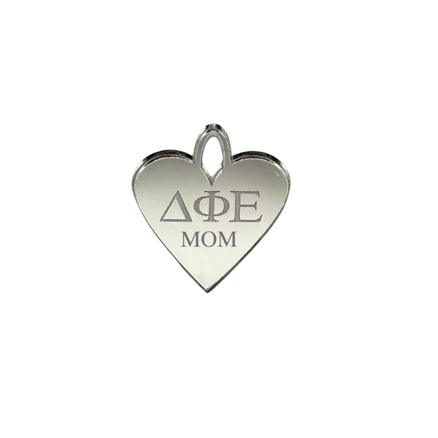 Sorority + Mom Engraved Acrylic Heart Charm