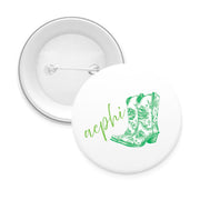 Sorority Pin-back Buttons - Toile Cowboy Boot with Greek Script