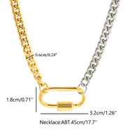 Carabiner  Stainless Steel Necklace Two Tone-opens