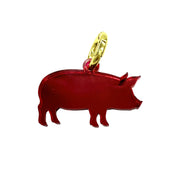 Scarf Necklace with Red Pig Charm