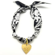 Sorority + Mom Engraved Heart Charm with Scarf Necklace