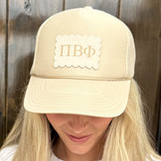 Pi Beta Phi Trucker Hats with Scalloped Faux Suede Patch