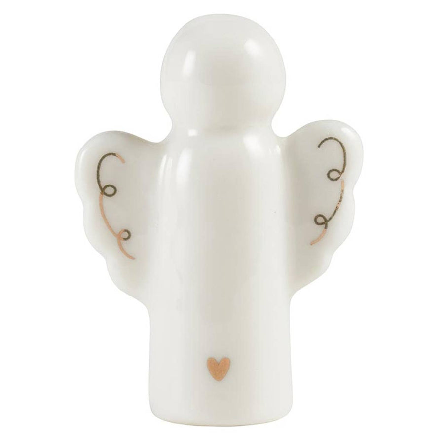 Ceramic Figurine Pine Wood Box - Angel
