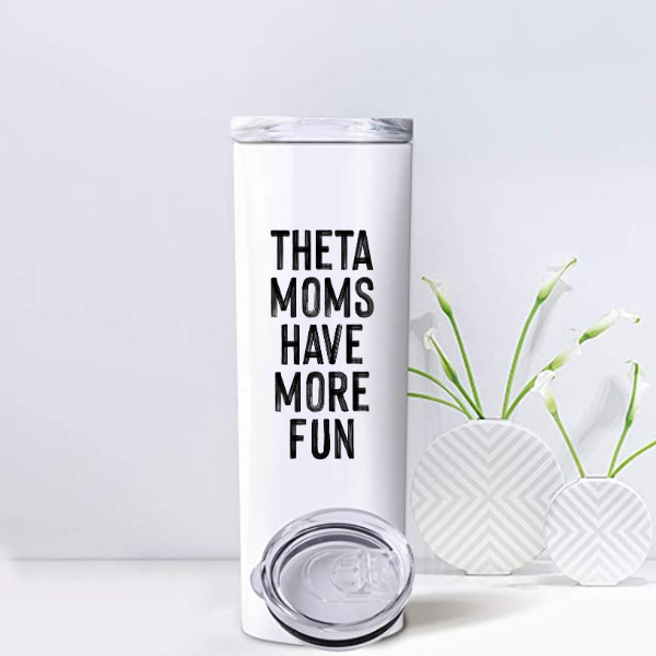 Theta - Sorority Mom Tumbler - More Fun Black & White