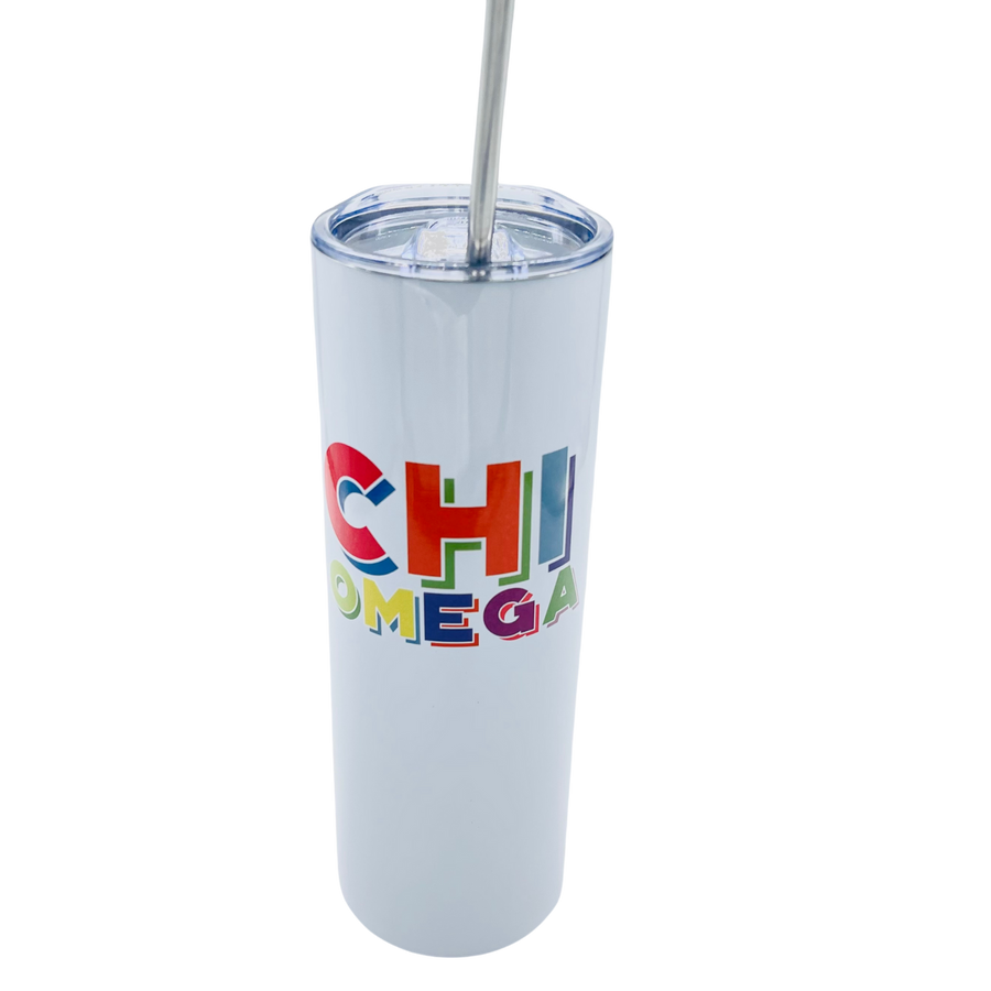 Chi O - Sorority Insulated Tumbler - Color Block Design