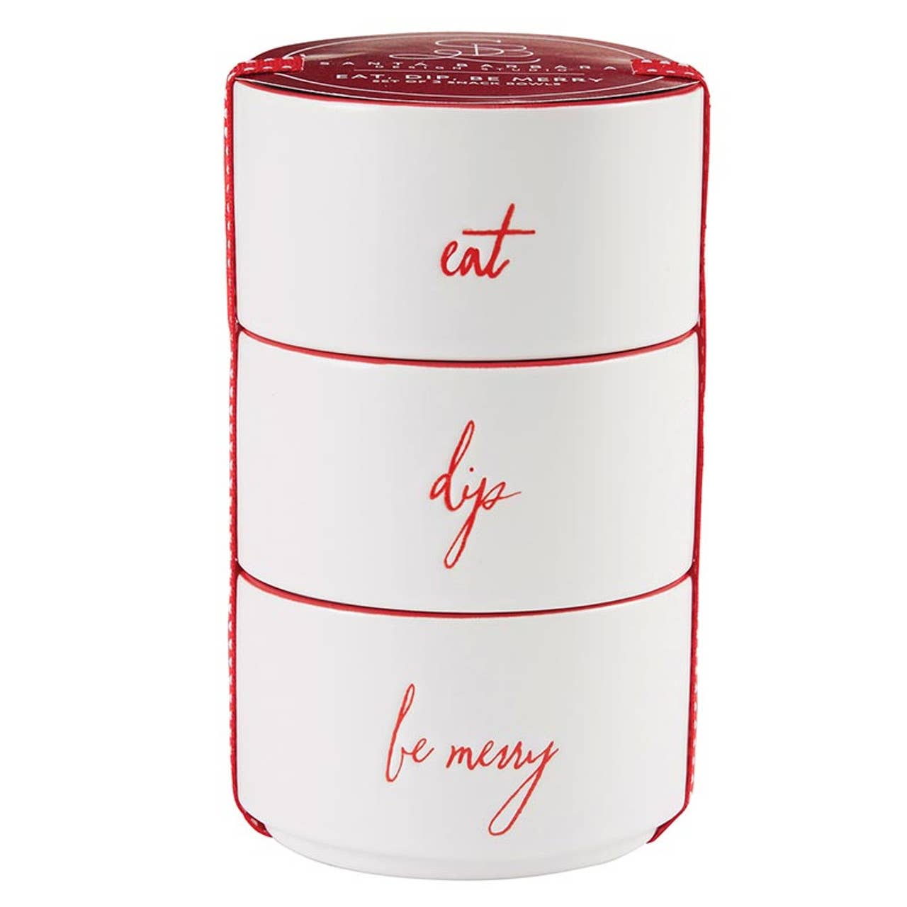 Face to Face Ceramic Bowls - Eat, Dip, Be Merry - Set of 3