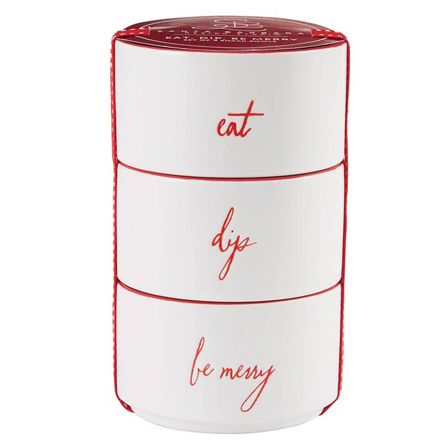 Face to Face Ceramic Bowls - Eat, Dip, Be Merry - Set of 3