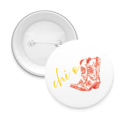 Sorority Pin-back Buttons - Toile Cowboy Boot with Greek Script