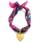 Sorority + Mom Engraved Heart Charm with Scarf Necklace