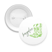 Sorority Pin-back Buttons - Toile Cowboy Boot with Greek Script