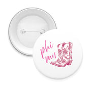 Sorority Pin-back Buttons - Toile Cowboy Boot with Greek Script