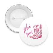 Sorority Pin-back Buttons - Toile Cowboy Boot with Greek Script