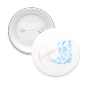 Sorority Pin-back Buttons - Toile Cowboy Boot with Greek Script