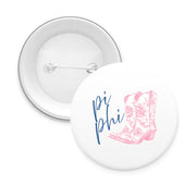 Sorority Pin-back Buttons - Toile Cowboy Boot with Greek Script
