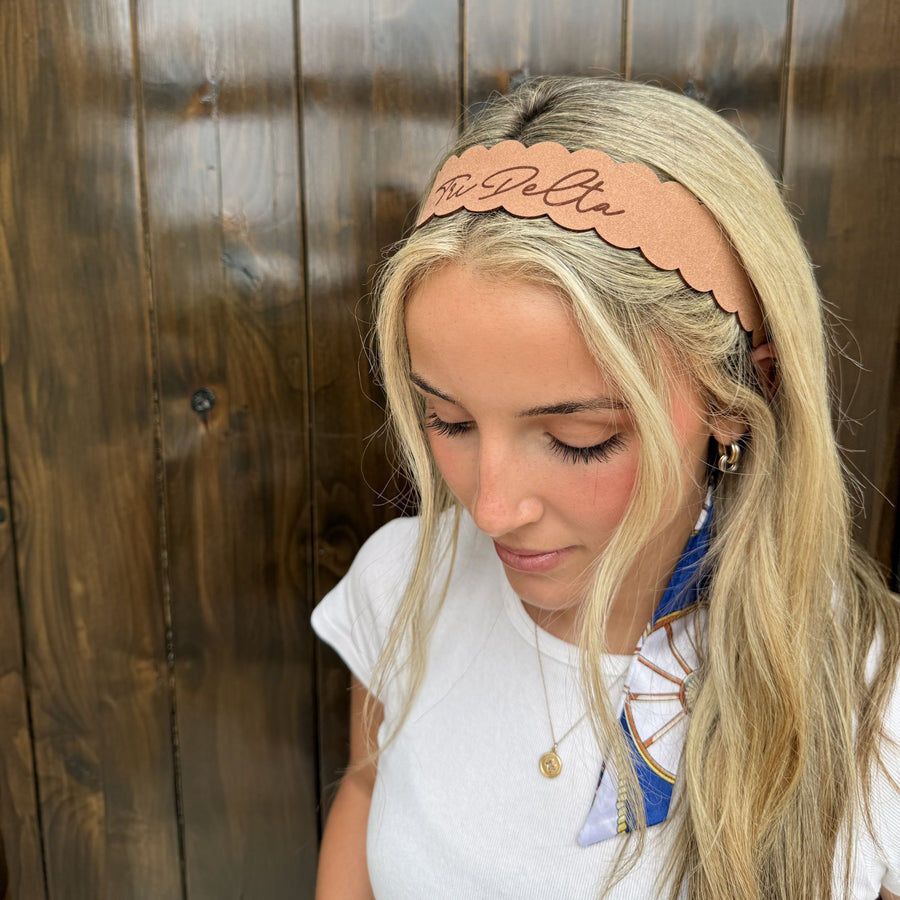 Sorority Scalloped Faux Suede and Satin Scarf Bands