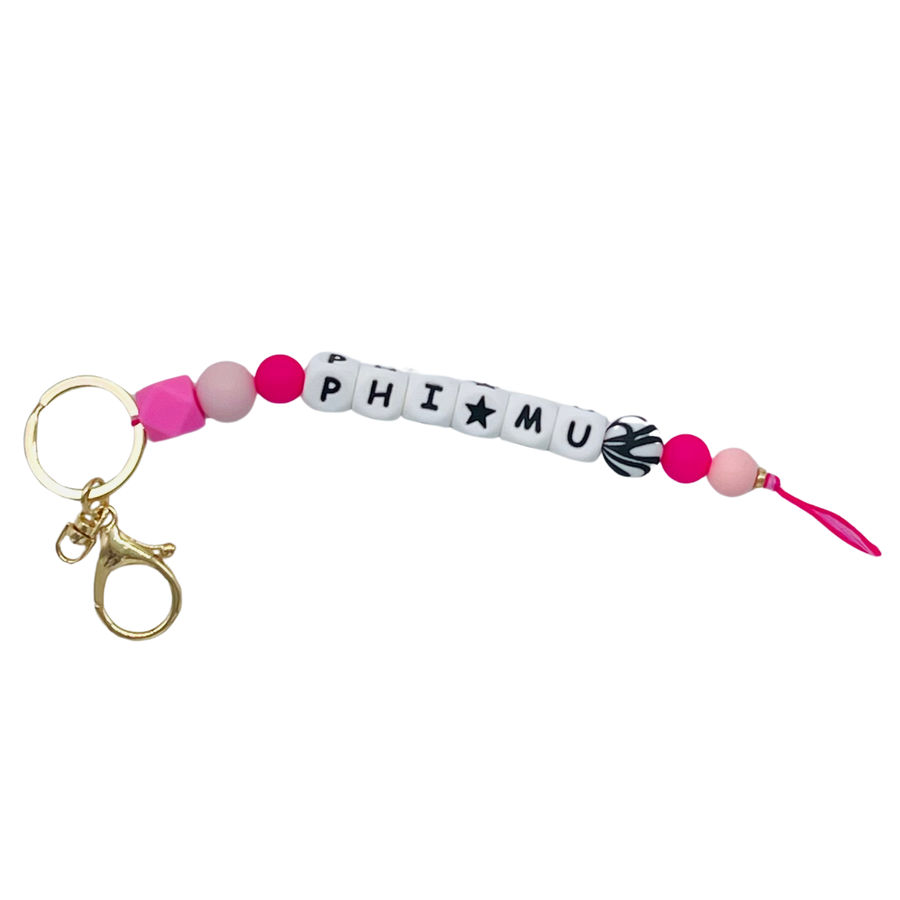 Silicone Beaded Keychain - Phi Mu