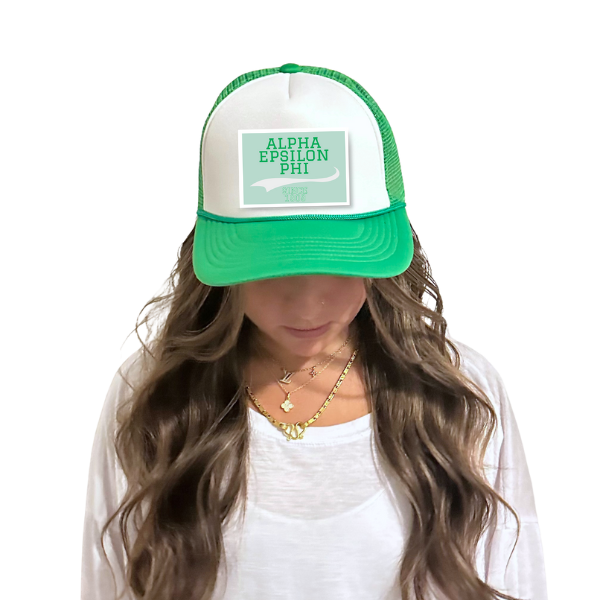AEPhi - Sorority Trucker Hat w/ Patch - Collegiate Design