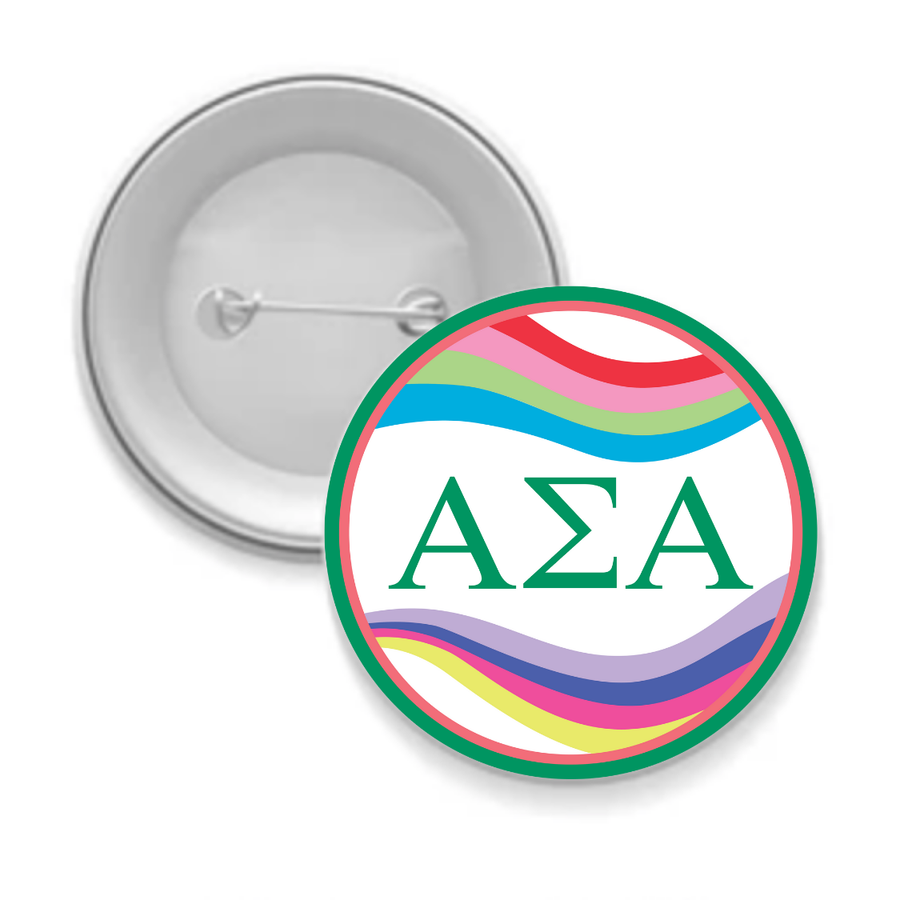 Alpha Sig - Sorority Button - Retro Wave Design