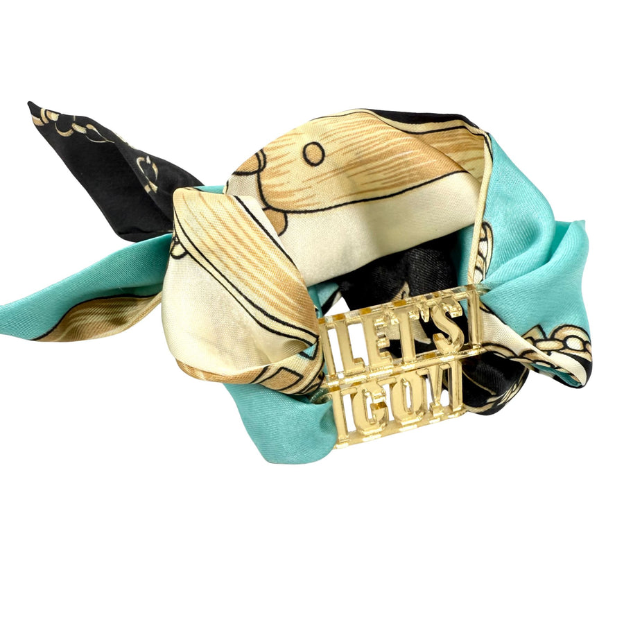 Let's Go! Tie Scarf with Gold Mirrored Slide