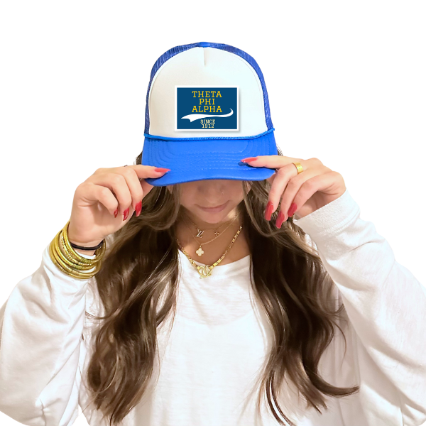 Theta Phi - Sorority Trucker Hat w/ Patch - Collegiate Design