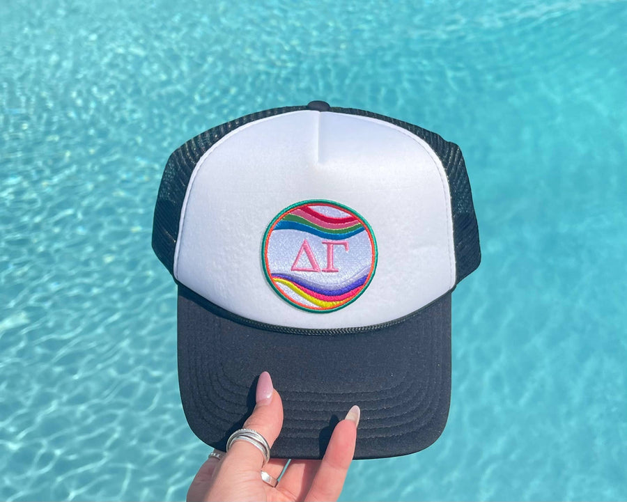 Deegee - Sorority Trucker Hat w/ Embroidered Retro Wave Patch