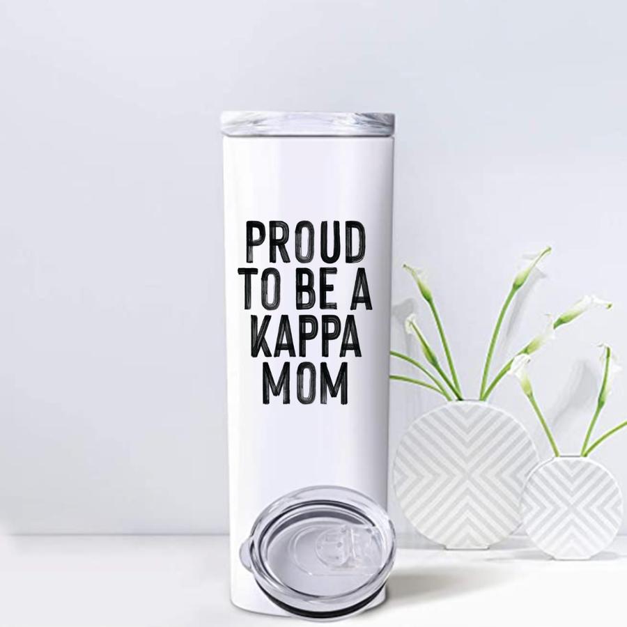 Kappa - Sorority Mom Tumbler - Proud to Be Black & White