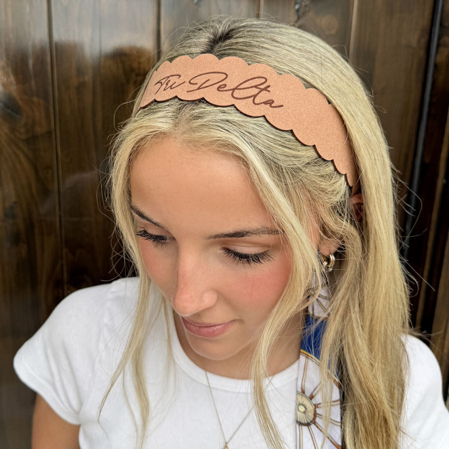 Delta Delta Delta Scalloped Faux Suede and Satin Scarf Bands