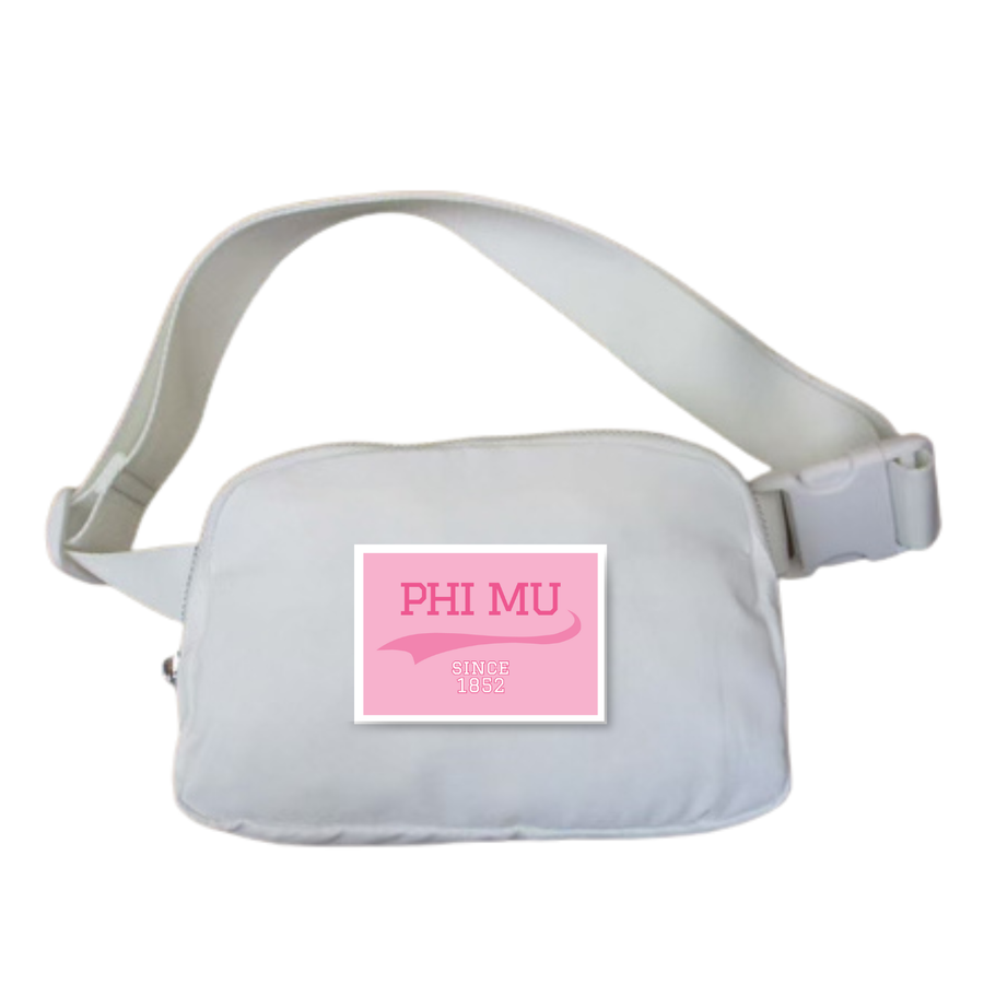 Phi Mu - Sorority Belt Bag w/ Collegiate Patch