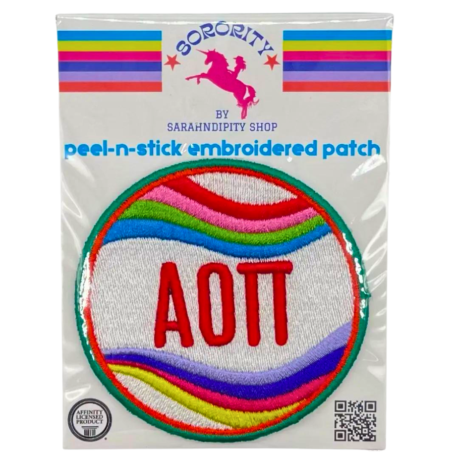 Alpha O - Sorority Peel & Stick Embroidered Patch - ÊRetro Wave Design
