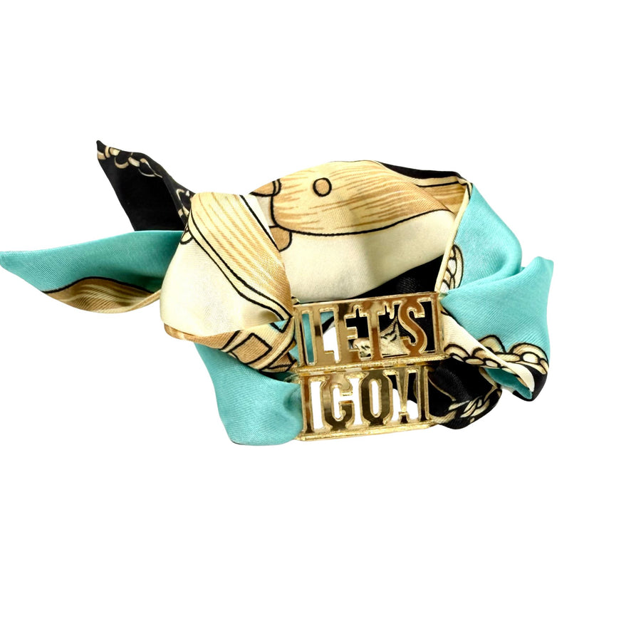 Let's Go! Tie Scarf with Gold Mirrored Slide