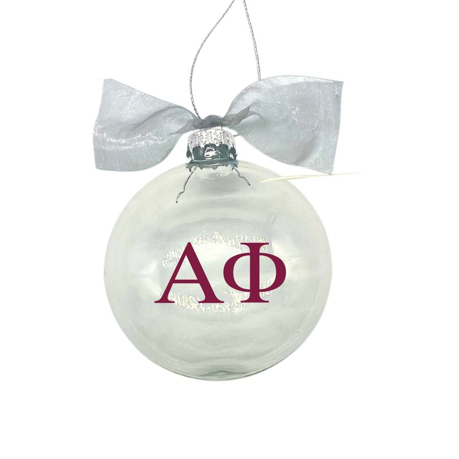 Alpha Phi - Sorority Greek Letter Ornament with Organza Bow